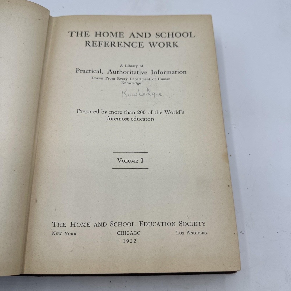 The Home and School Reference Work Volume 1 A To Candle (1922) Hardcover